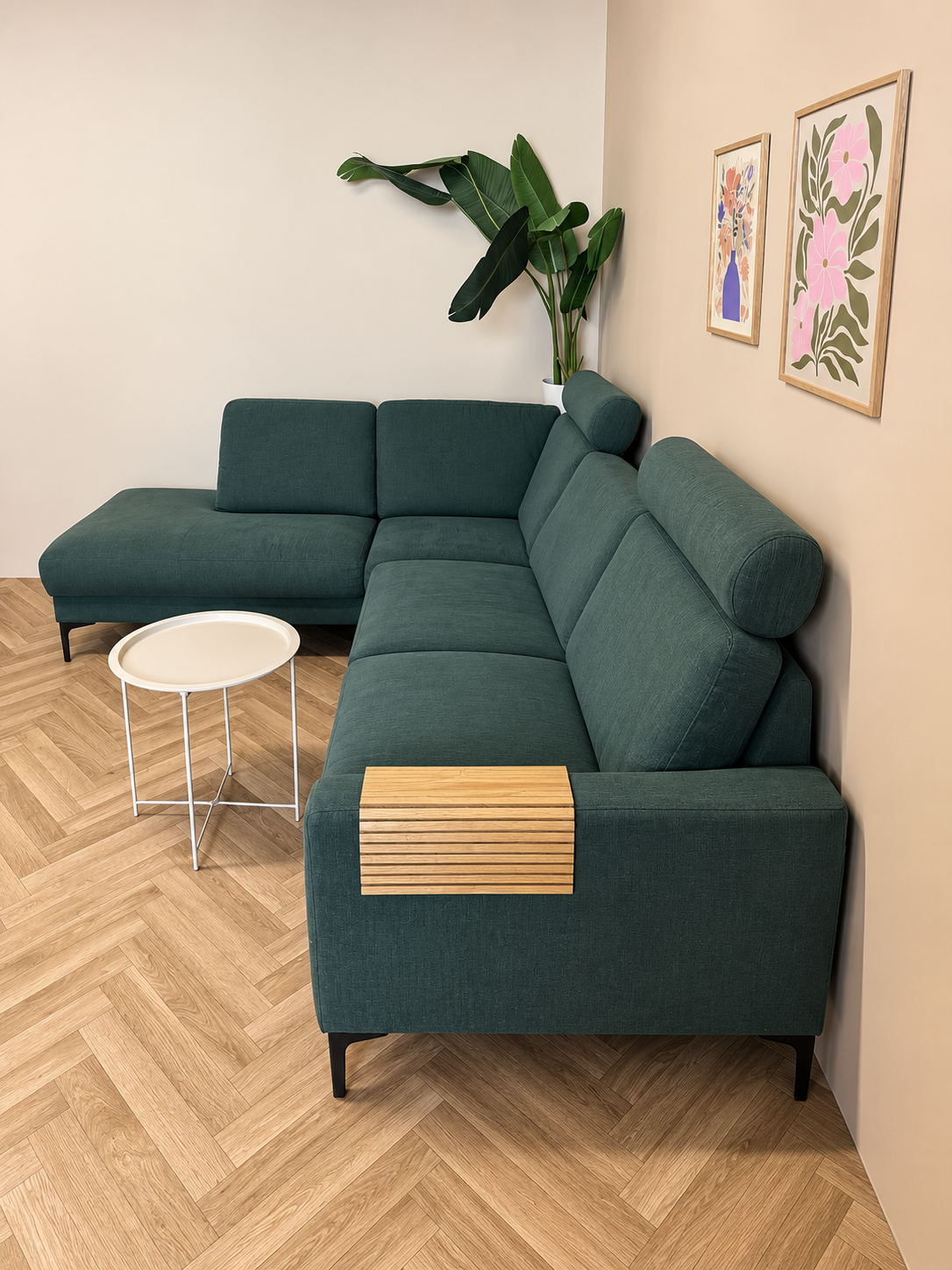Groene Hoekbank met Verplaatsbare Hoofdsteunen – Modern & Luxe 🛋️