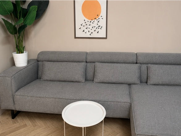 ✨ Moderne grijze hoekbank met breed loungedeelte ✨ antraciet