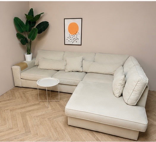 ✨ Luxe beige hoekbank met royale lounge ✨zacht suede/velvet