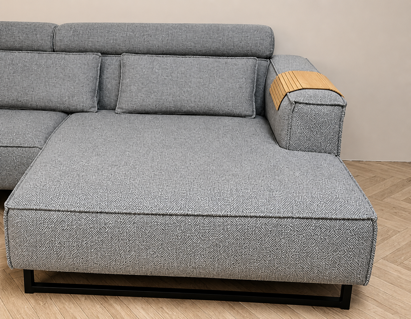 ✨ Moderne grijze hoekbank met breed loungedeelte ✨ antraciet