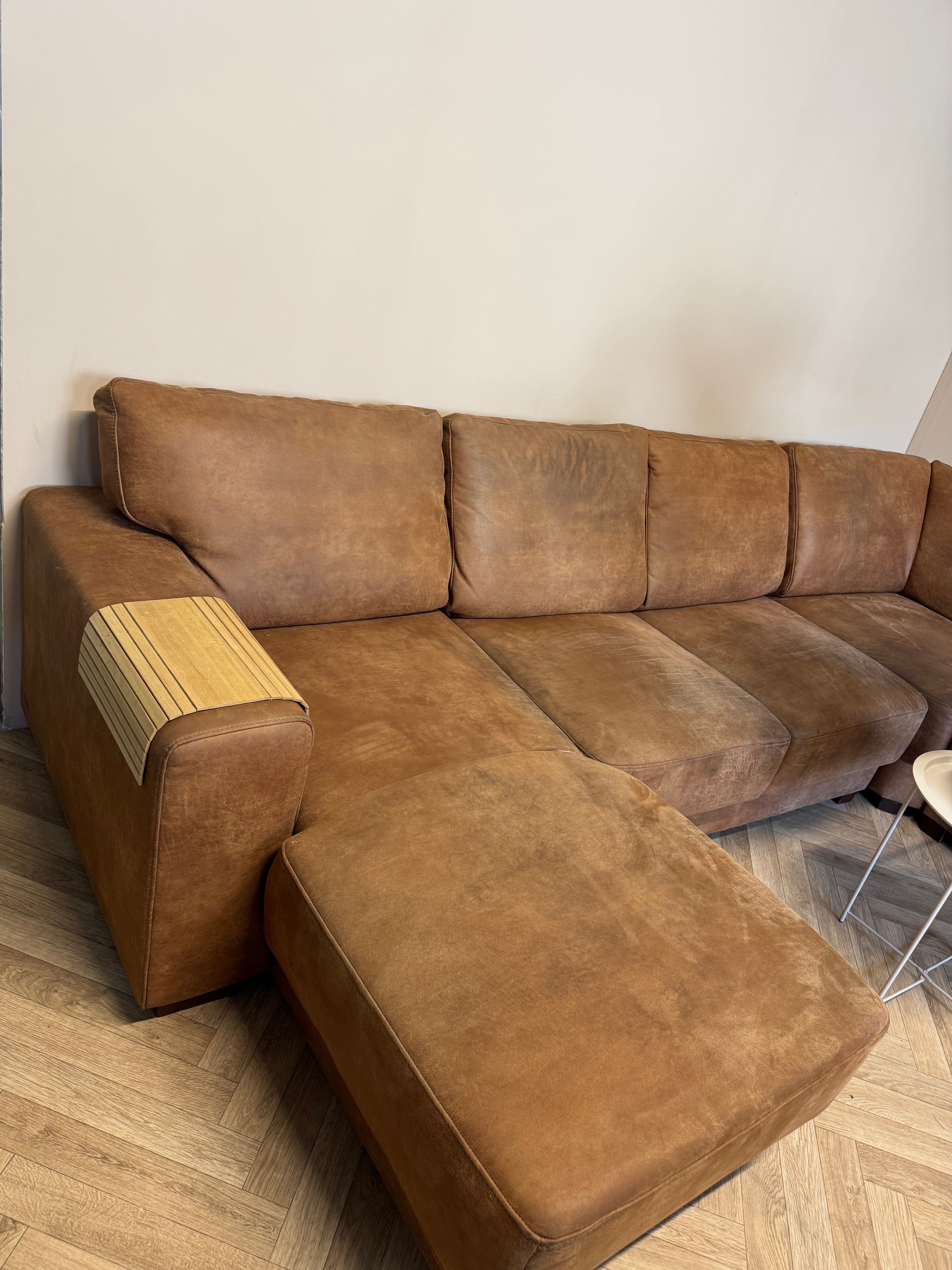 Grote luxe cognac hoekbank met lounge 🛋️