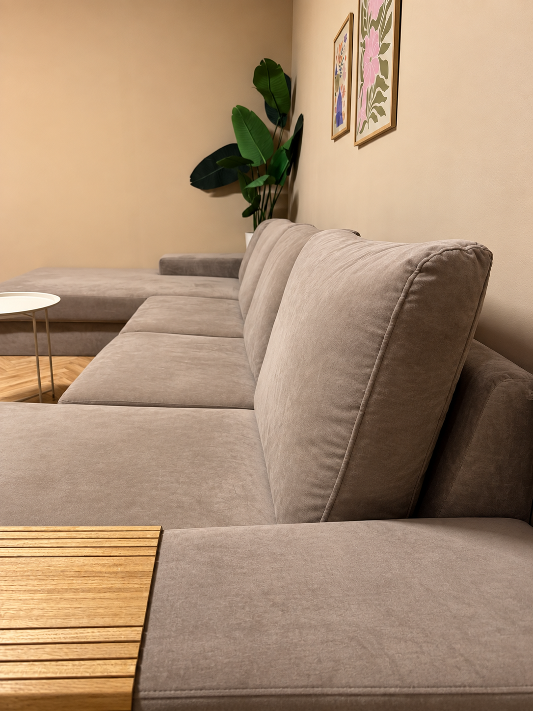 Luxe Crème Beige Velvet U-Bank – Groot & Comfortabel 🛋️
