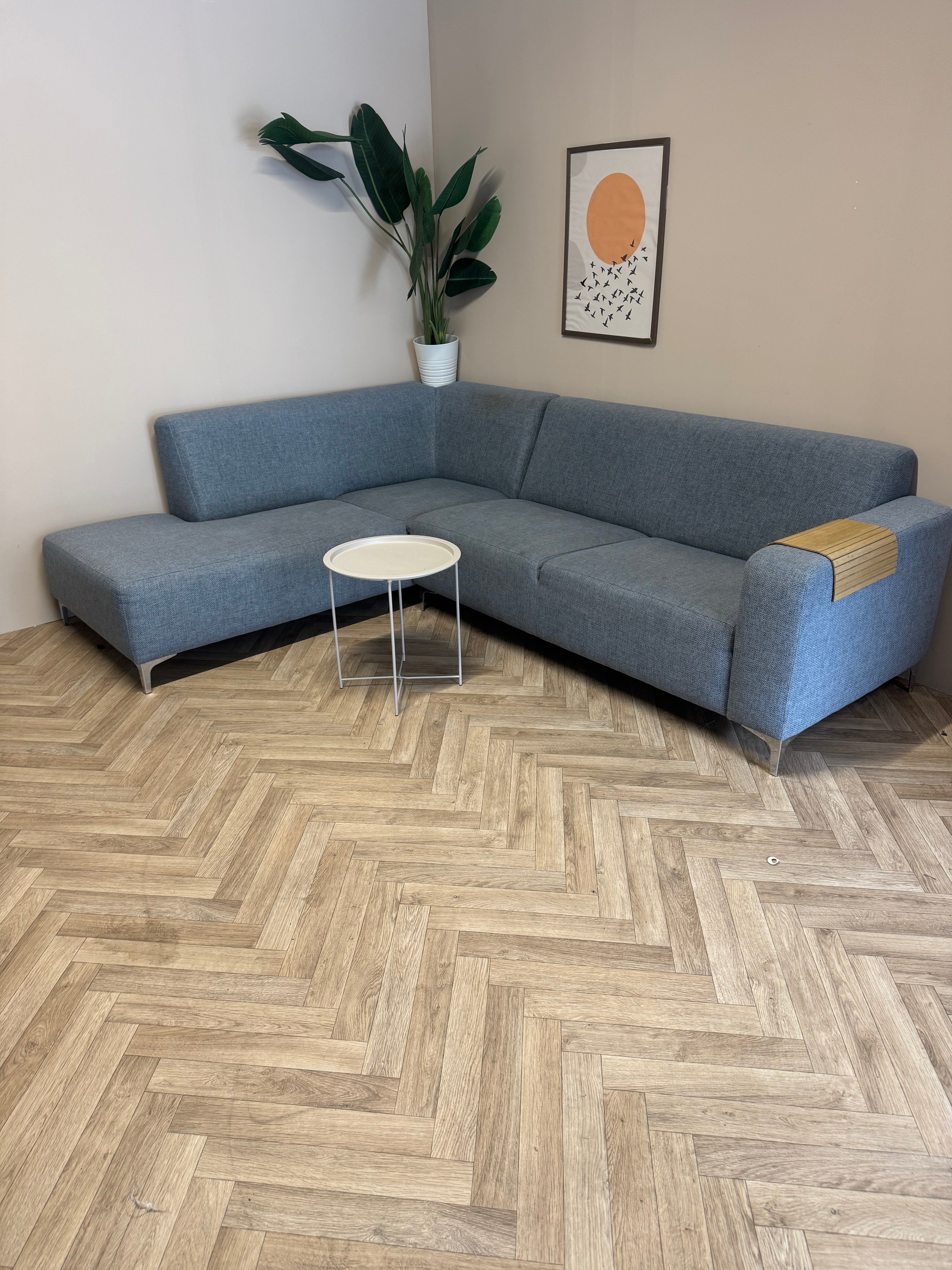 🛋️ Stijlvolle blauwe hoekbank met extra ruim loungedeelte antraciet