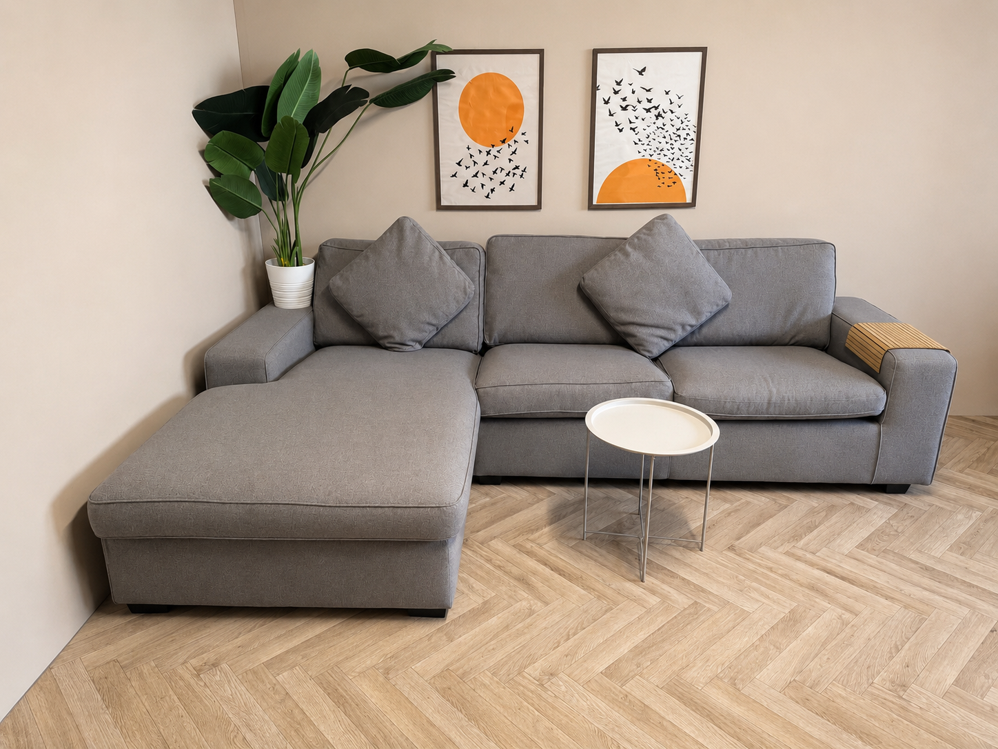 Grijze luxe hoekbank antraciet fluweel stof🛋️⭐️