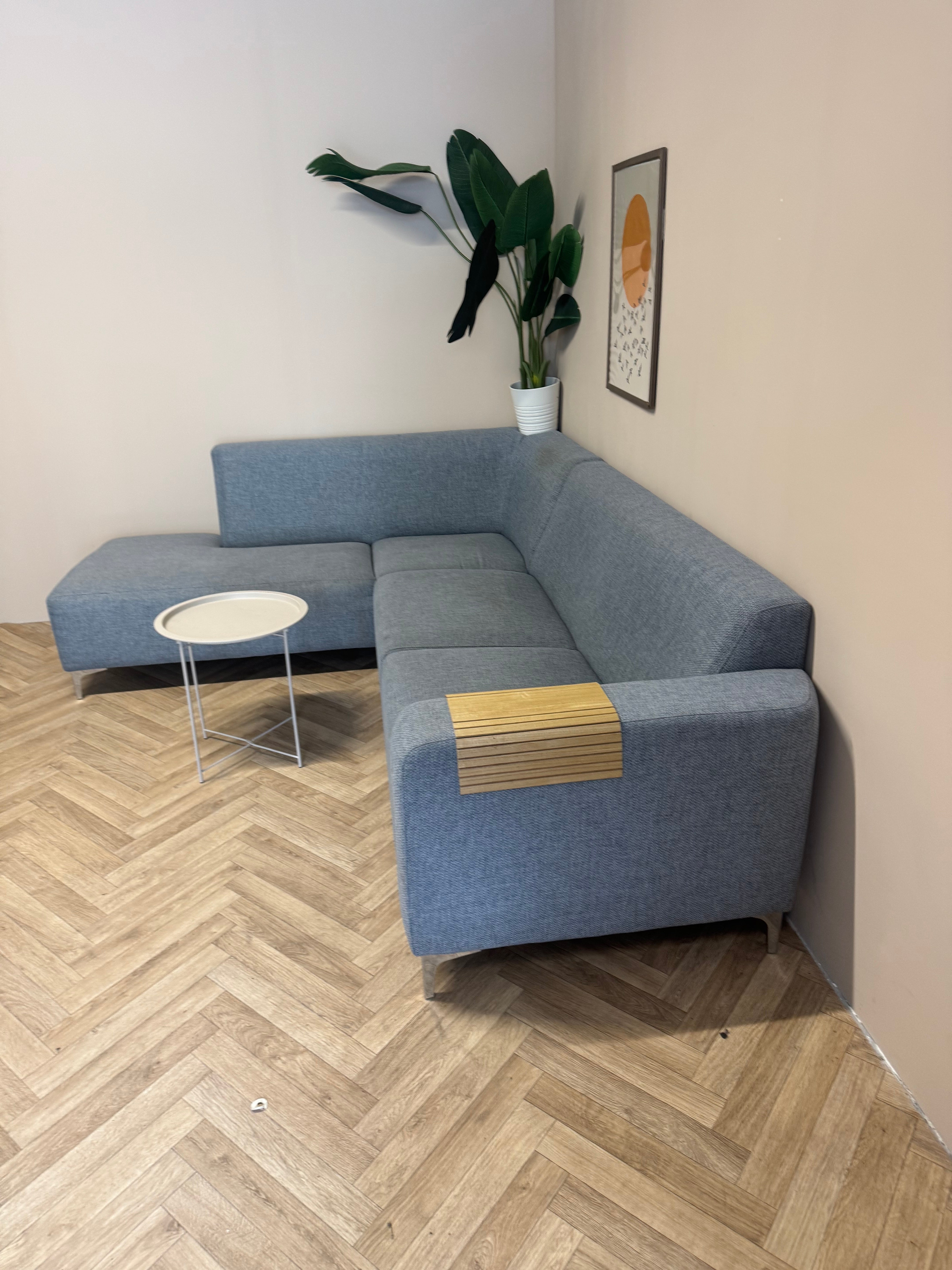 🛋️ Stijlvolle blauwe hoekbank met extra ruim loungedeelte antraciet