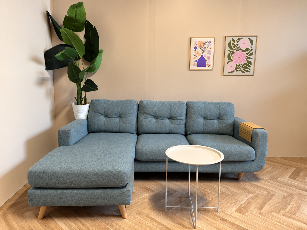 Mintblauwe Hoekbank met Loungedeelte – Compact & Modern 🛋️