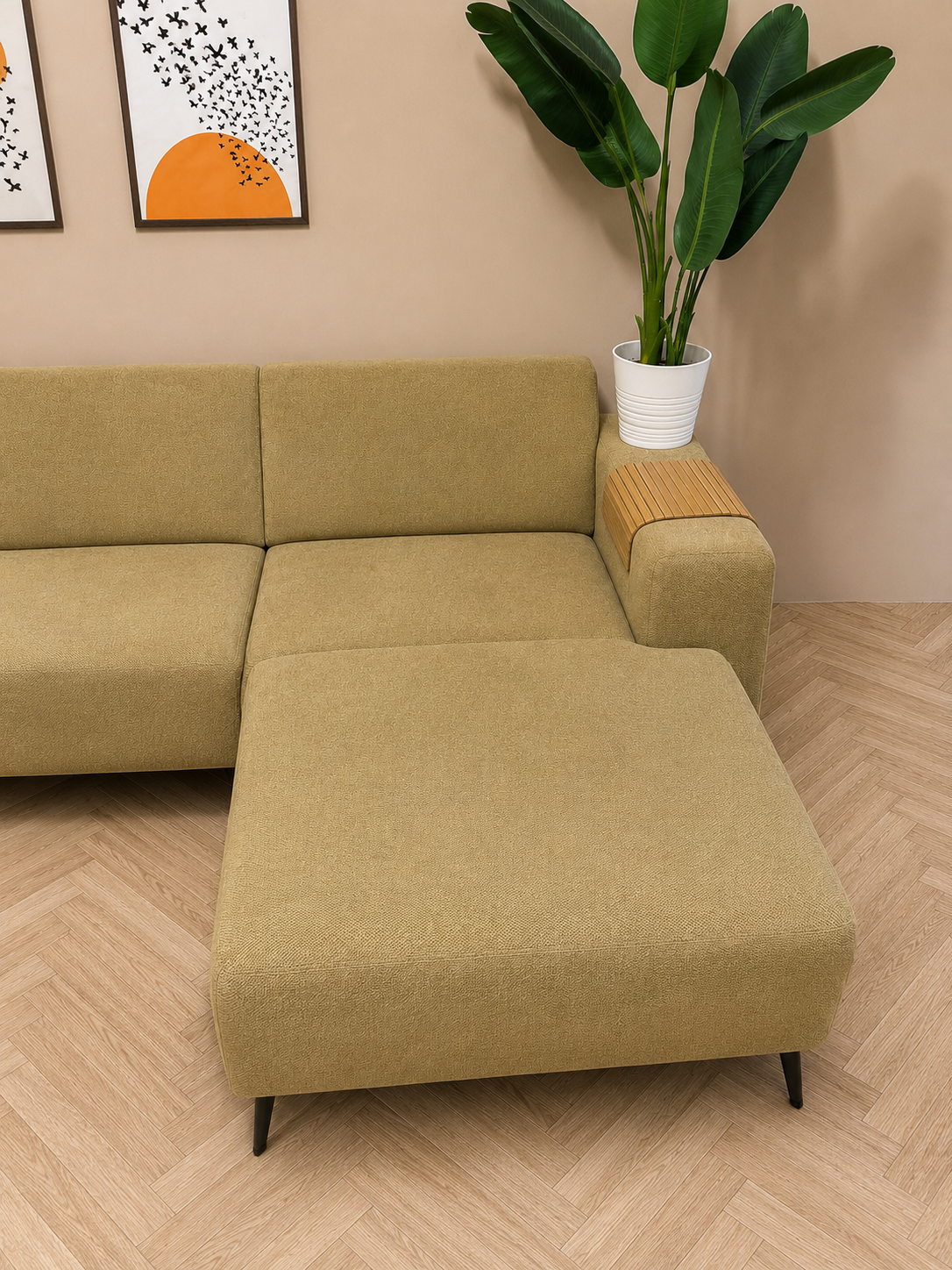 Stijlvolle gele U- Bank antraciet 🛋️