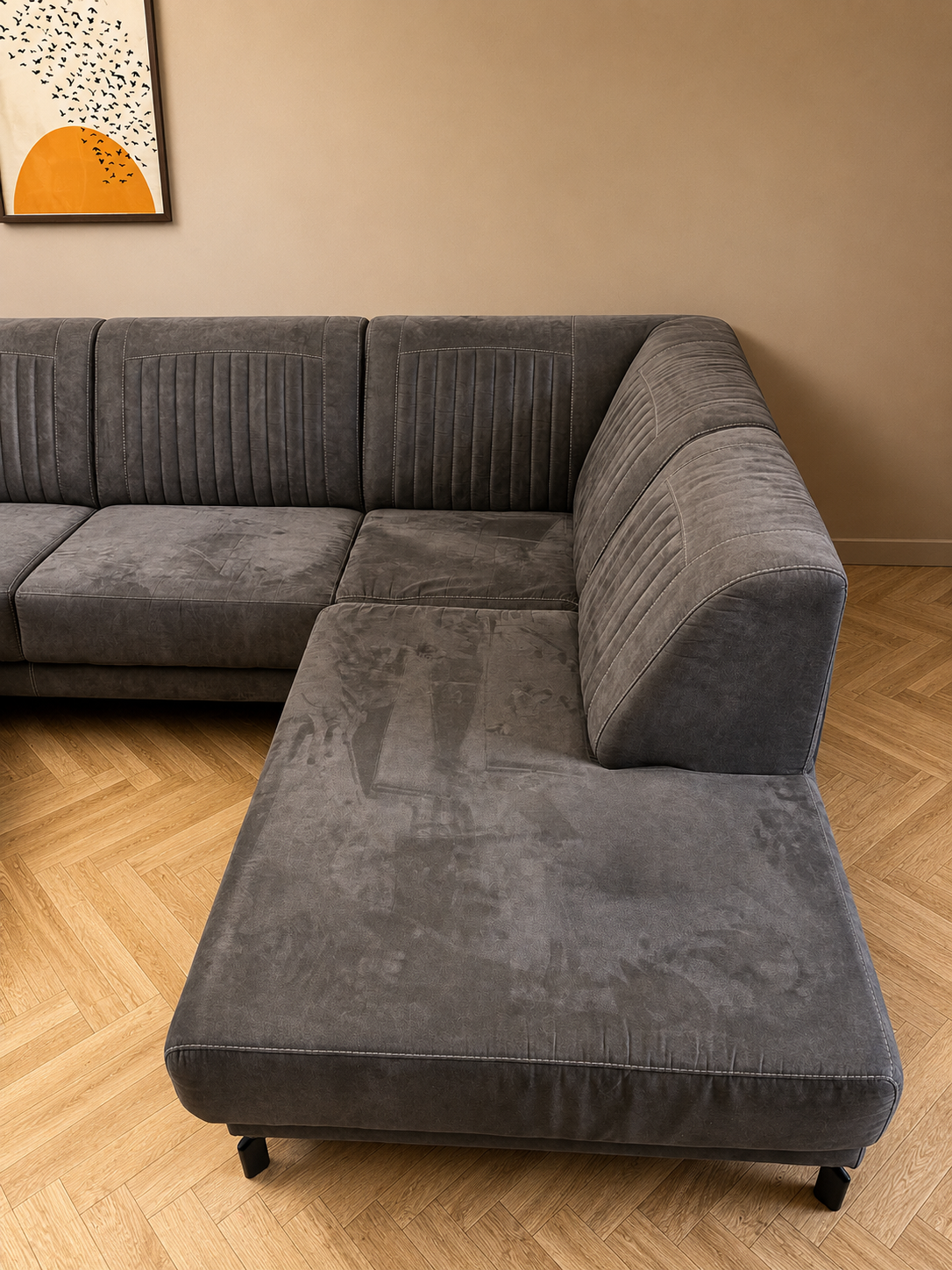 Luxe u vormige bank - suede - Grijs 🛋️⭐️
