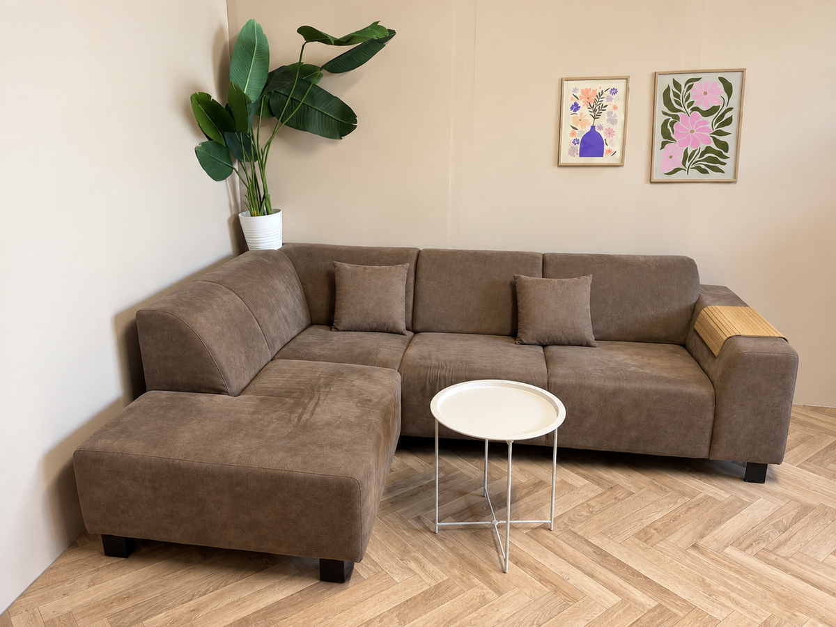 Donkerbruine Hoekbank met Loungedeelte – Modern & Comfortabel 🛋️