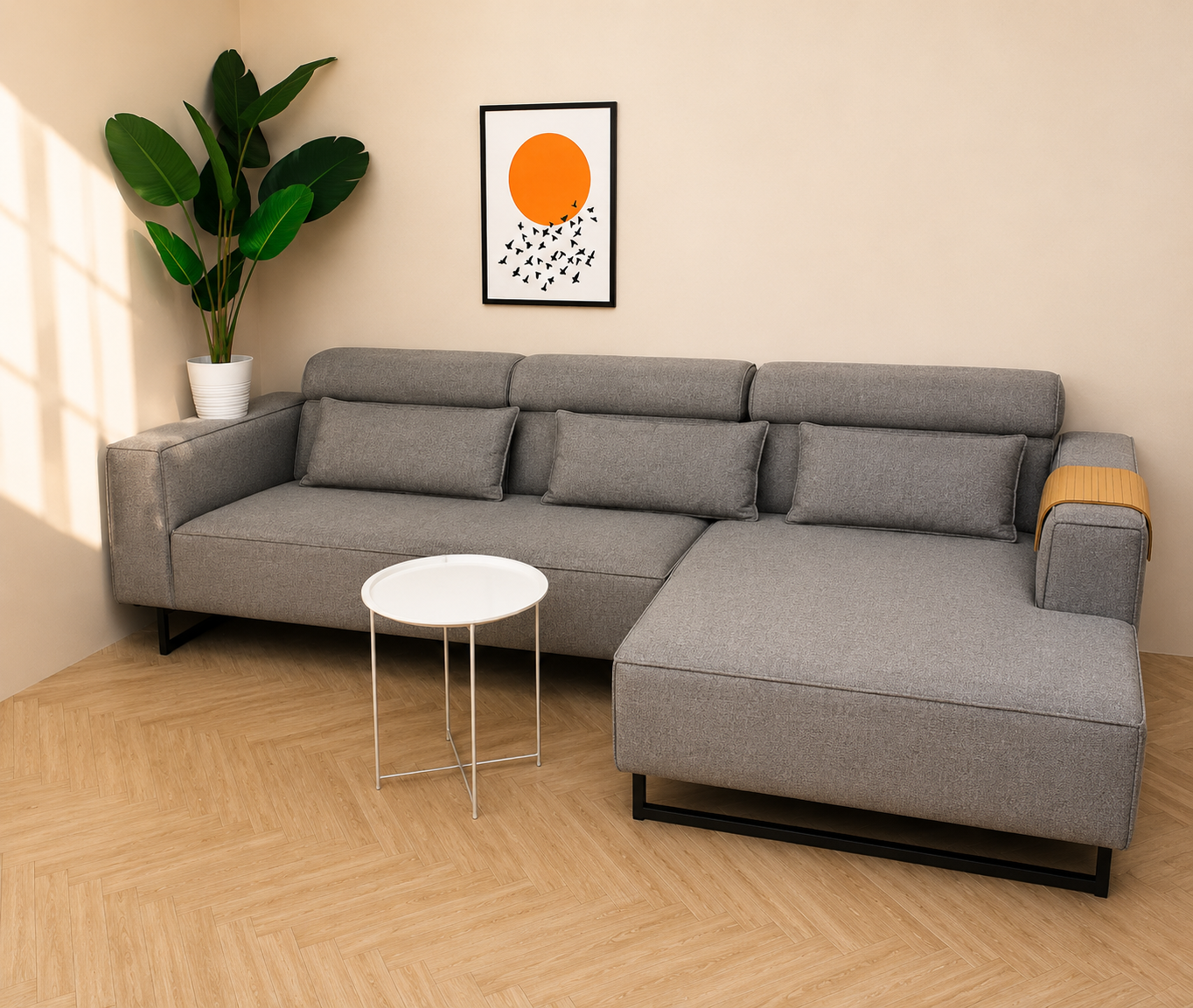 ✨ Moderne grijze hoekbank met breed loungedeelte ✨ antraciet