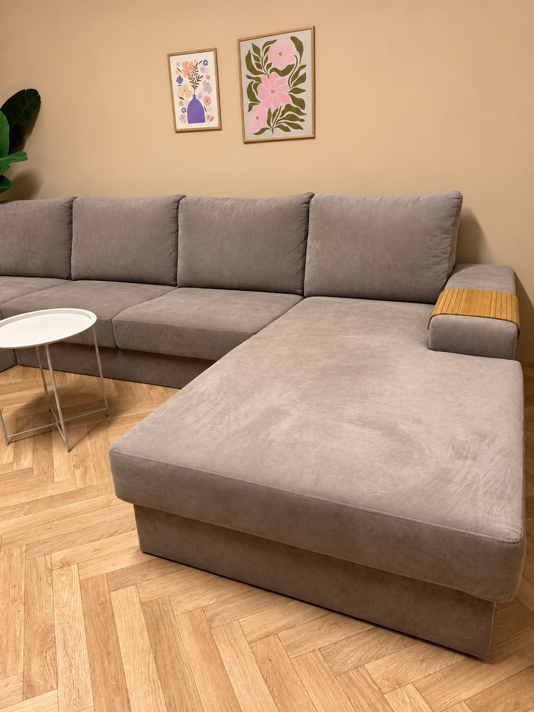 Luxe Crème Beige Velvet U-Bank – Groot & Comfortabel 🛋️