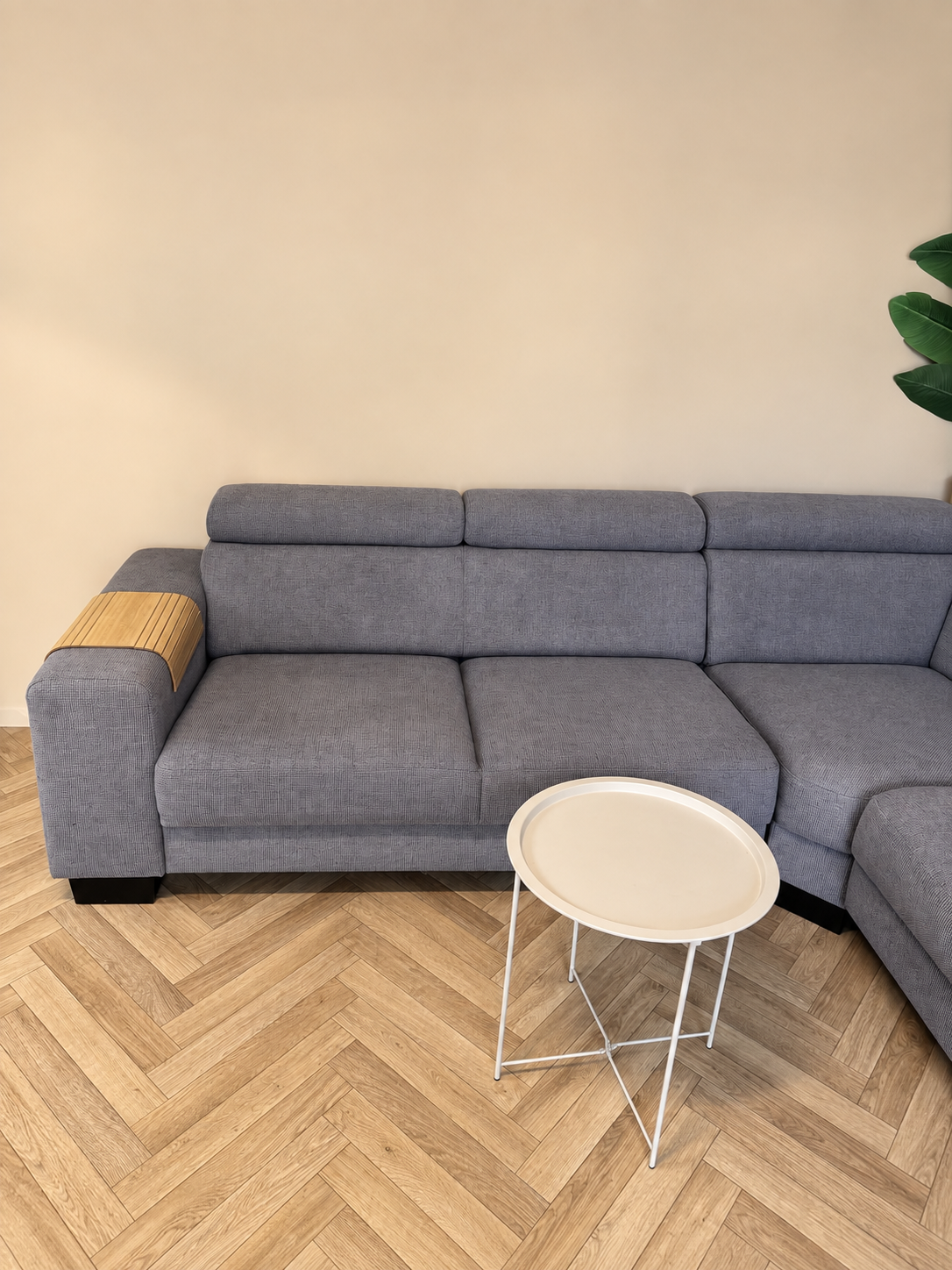 Grijze Hoekbank met Hoofdsteunen – Ruim & Comfortabel 🛋️