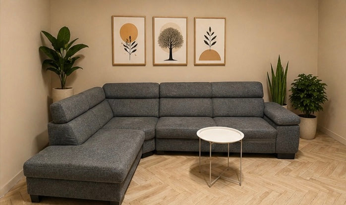 Grijze Hoekbank met Hoofdsteunen – Modern & Comfortabel antraciet