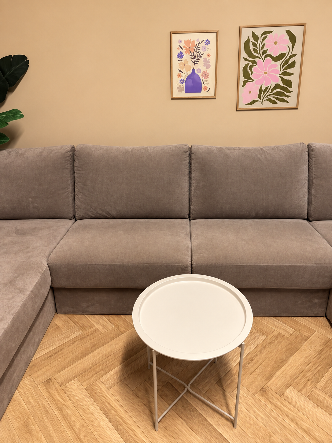 Luxe Crème Beige Velvet U-Bank – Groot & Comfortabel 🛋️