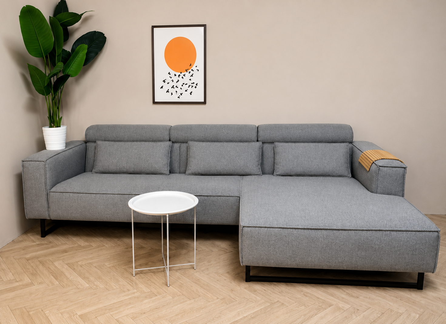 ✨ Moderne grijze hoekbank met breed loungedeelte ✨ antraciet