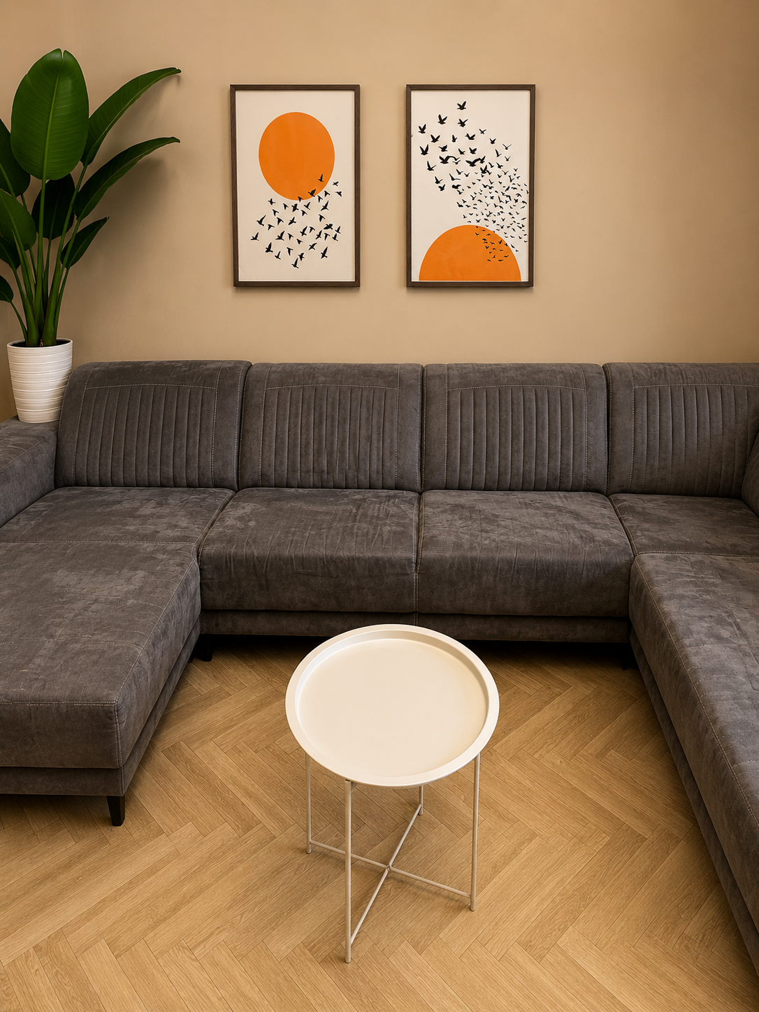 Luxe u vormige bank - suede - Grijs 🛋️⭐️