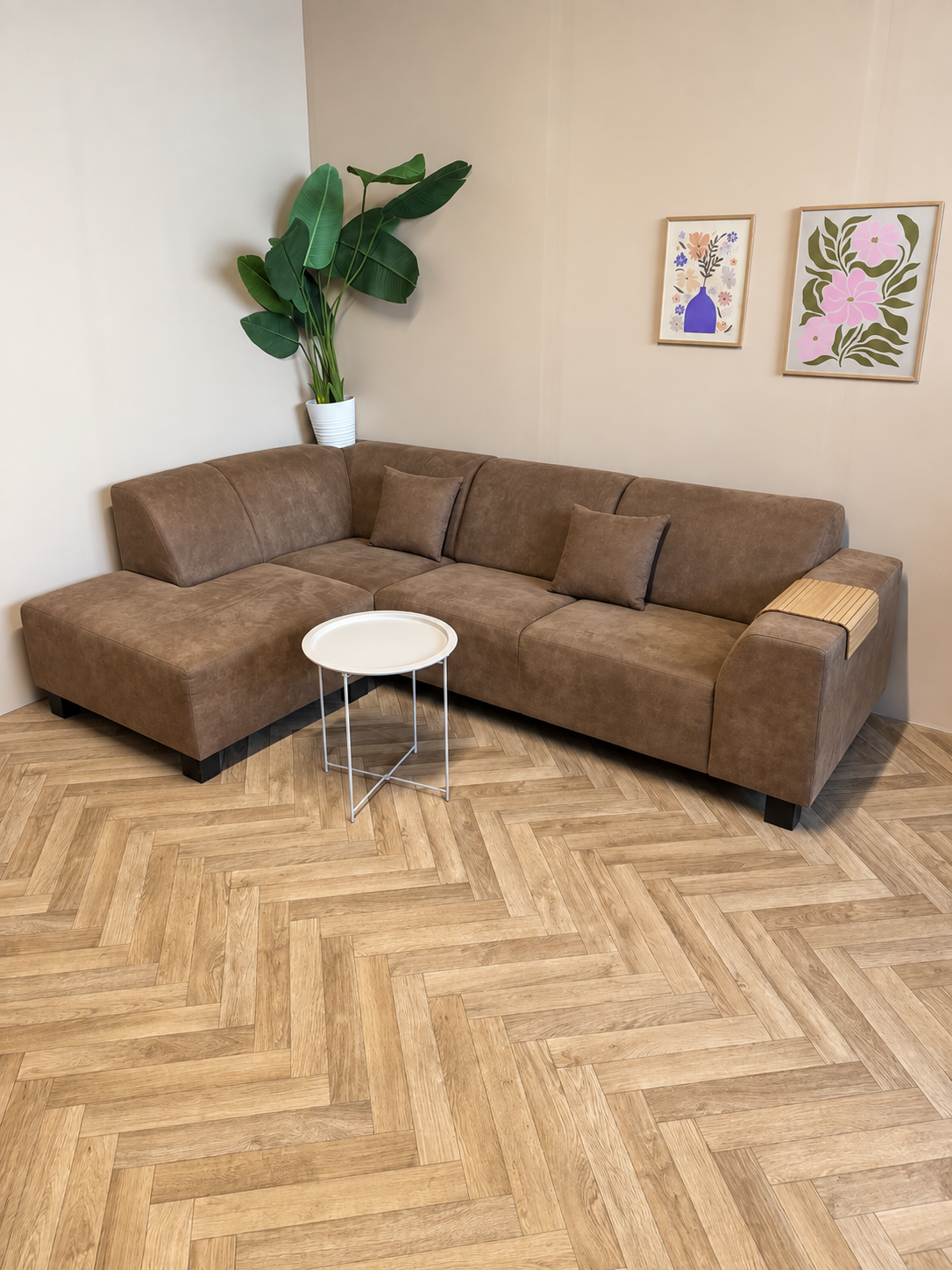 Donkerbruine Hoekbank met Loungedeelte – Modern & Comfortabel 🛋️