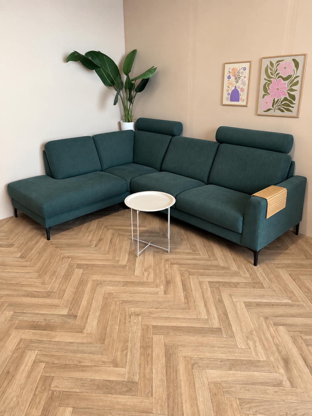 Groene Hoekbank met Verplaatsbare Hoofdsteunen – Modern & Luxe 🛋️