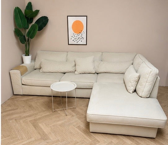 ✨ Luxe beige hoekbank met royale lounge ✨zacht suede/velvet