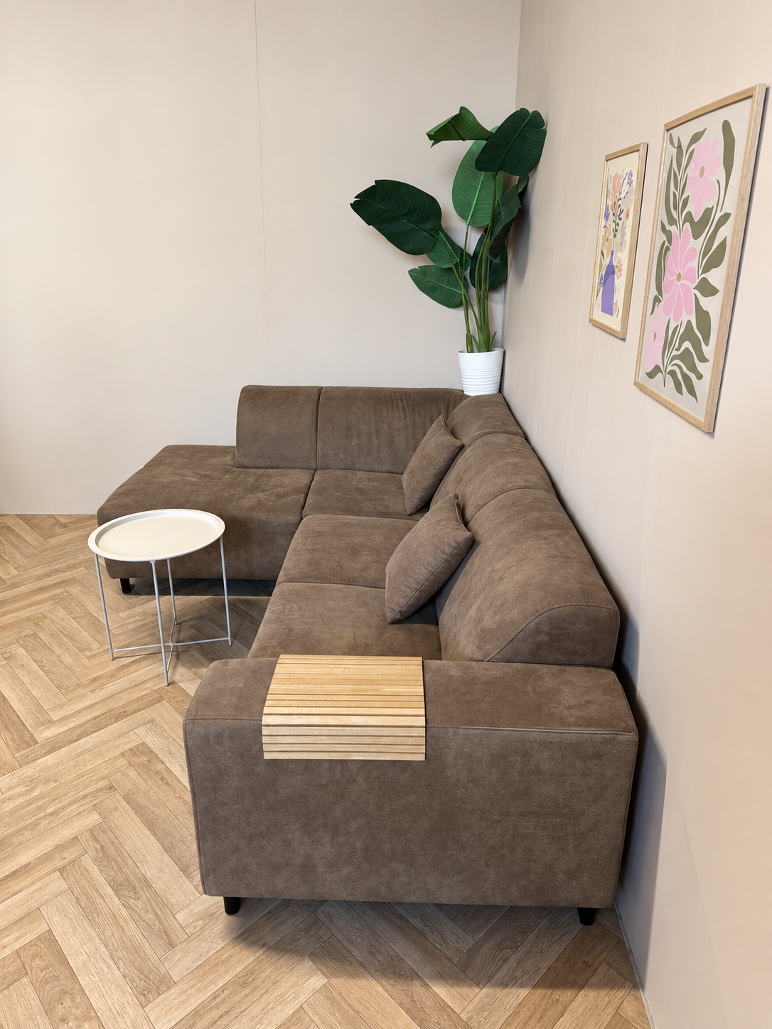 Donkerbruine Hoekbank met Loungedeelte – Modern & Comfortabel 🛋️