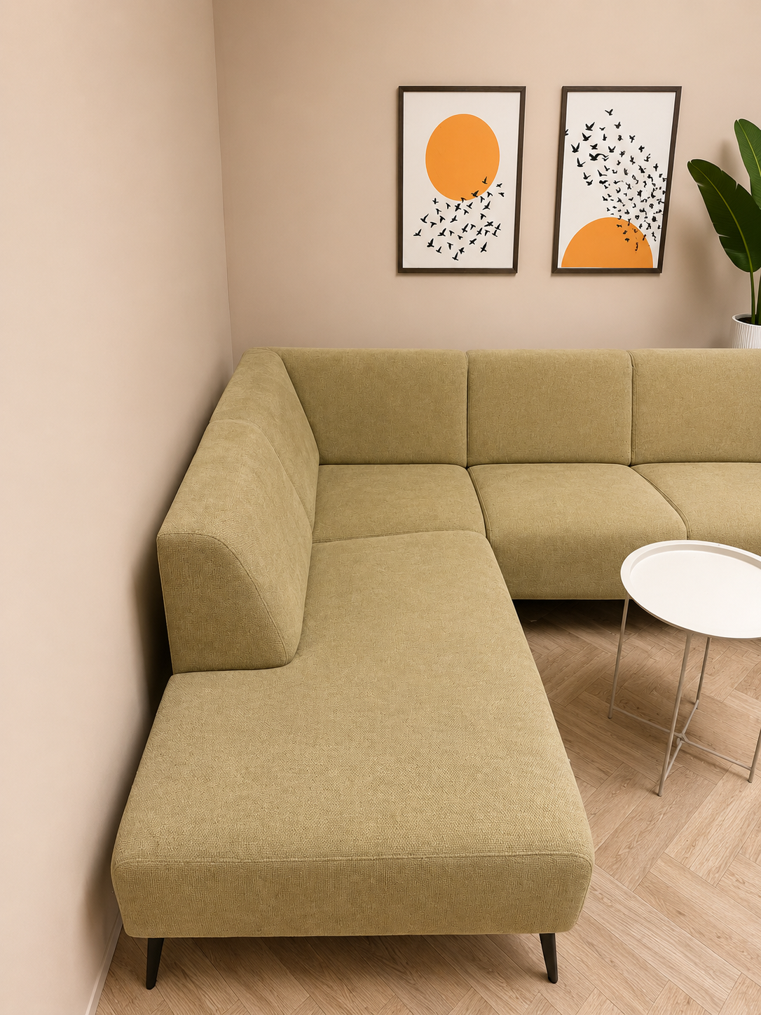 Stijlvolle gele U- Bank antraciet 🛋️