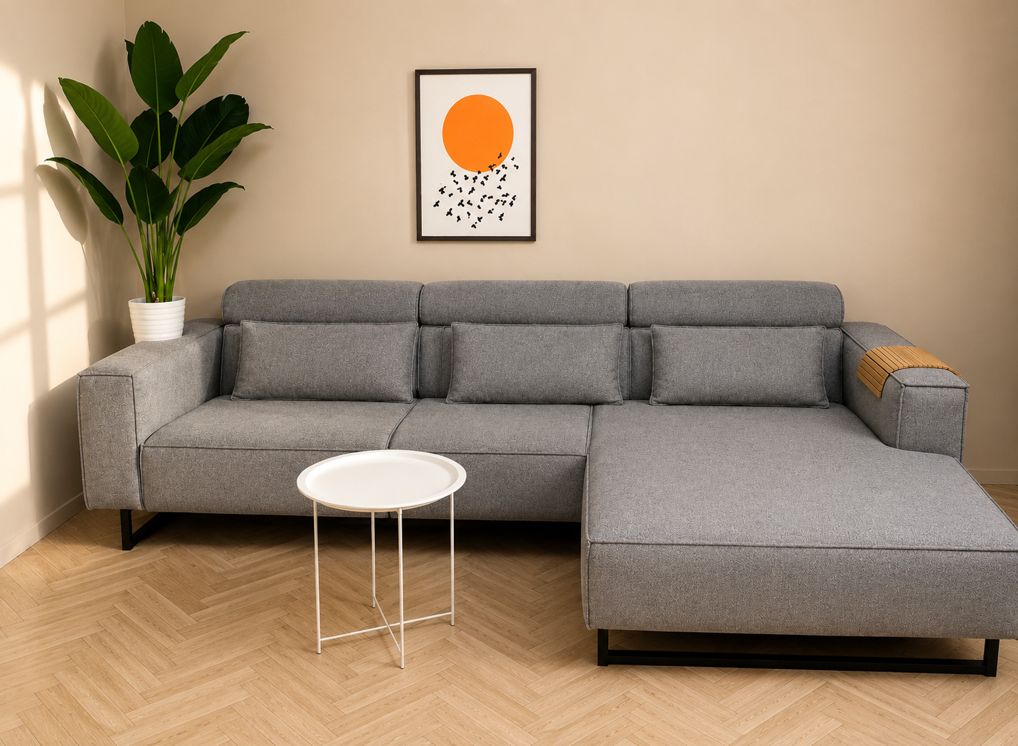 ✨ Moderne grijze hoekbank met breed loungedeelte ✨ antraciet
