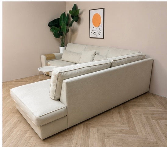 ✨ Luxe beige hoekbank met royale lounge ✨zacht suede/velvet