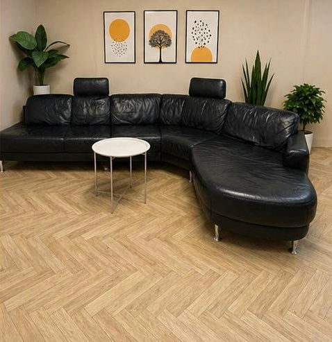 Zwarte Leren Hoekbank – Luxe & Comfort