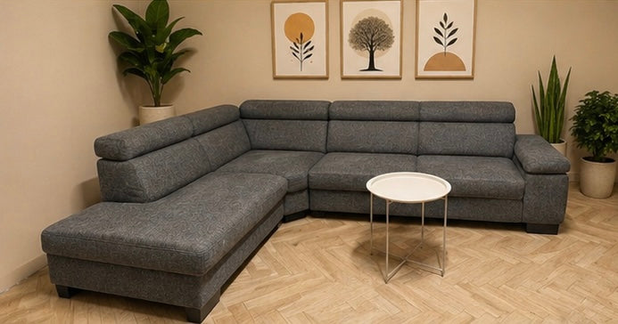 Grijze Hoekbank met Hoofdsteunen – Modern & Comfortabel antraciet
