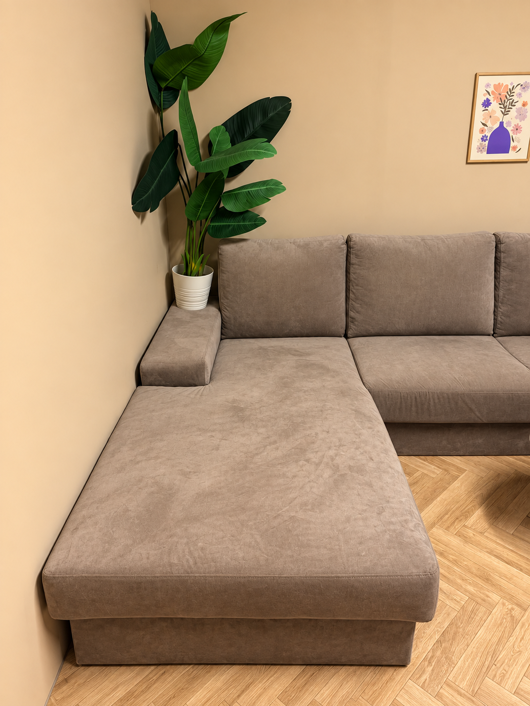 Luxe Crème Beige Velvet U-Bank – Groot & Comfortabel 🛋️