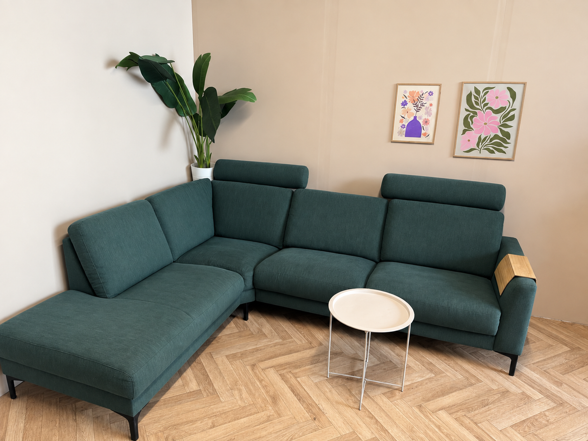 Groene Hoekbank met Verplaatsbare Hoofdsteunen – Modern & Luxe 🛋️