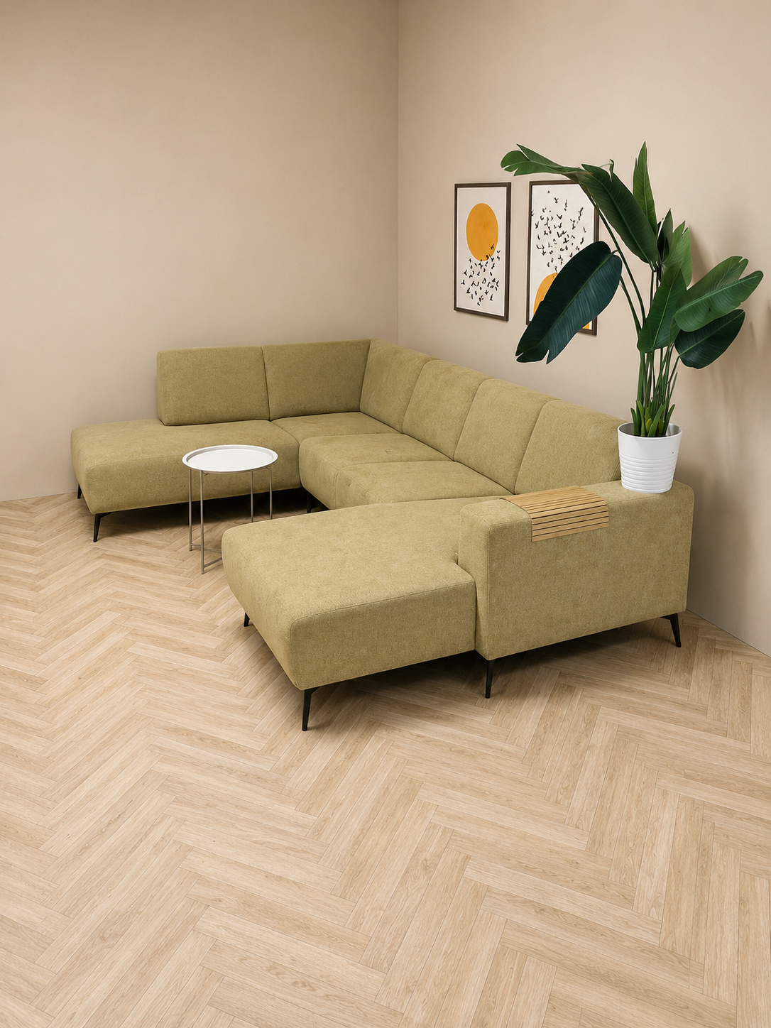 Stijlvolle gele U- Bank antraciet 🛋️