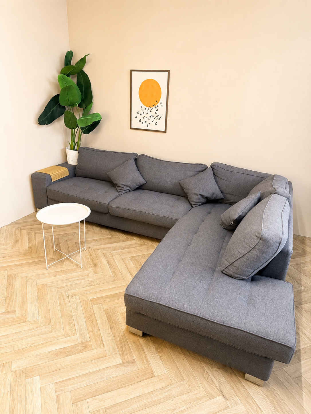 🩶 Luxe Antraciet Donkergrijze Hoekbank met Knoopdetails 🩶
