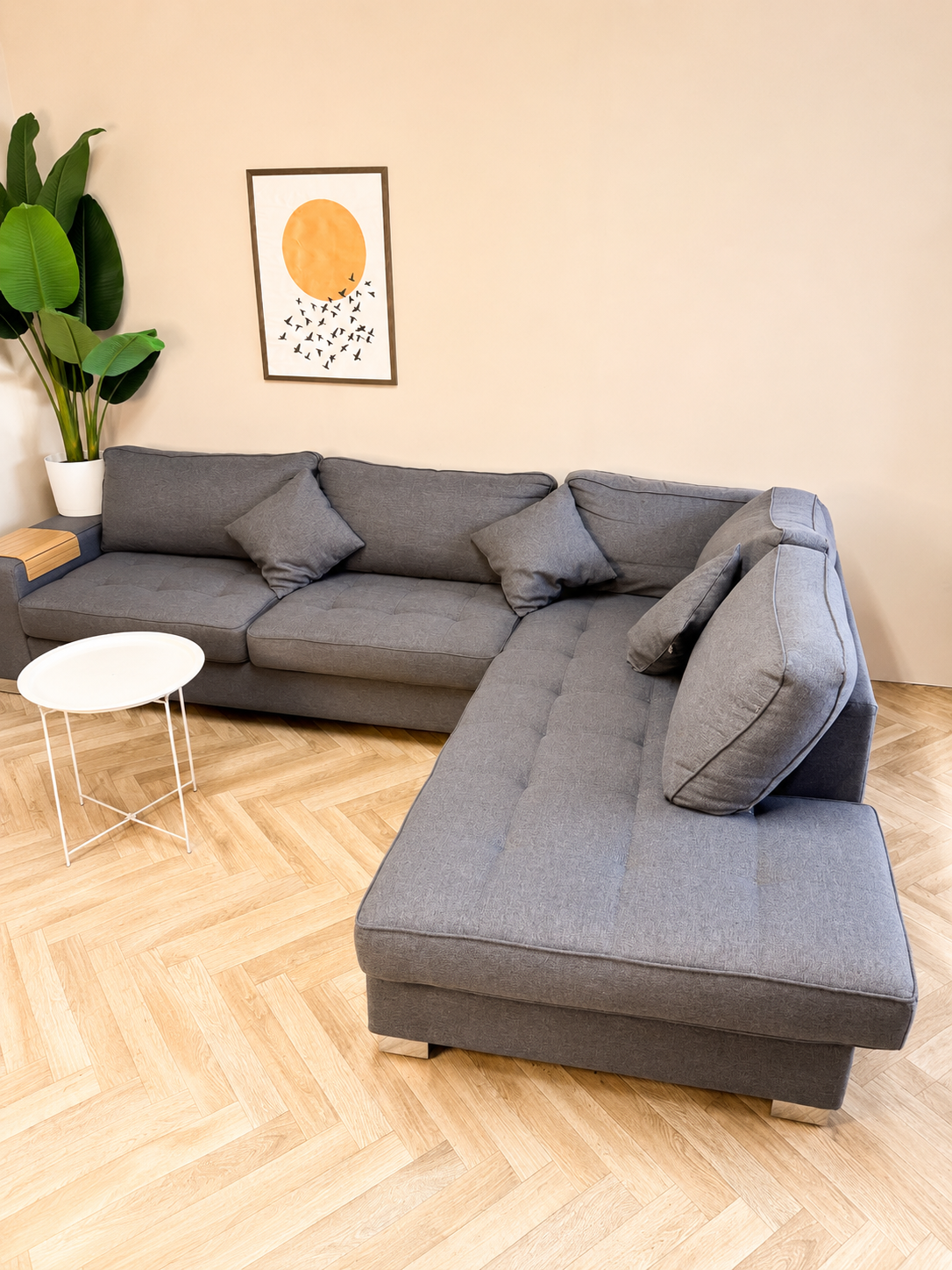 🩶 Luxe Antraciet Donkergrijze Hoekbank met Knoopdetails 🩶