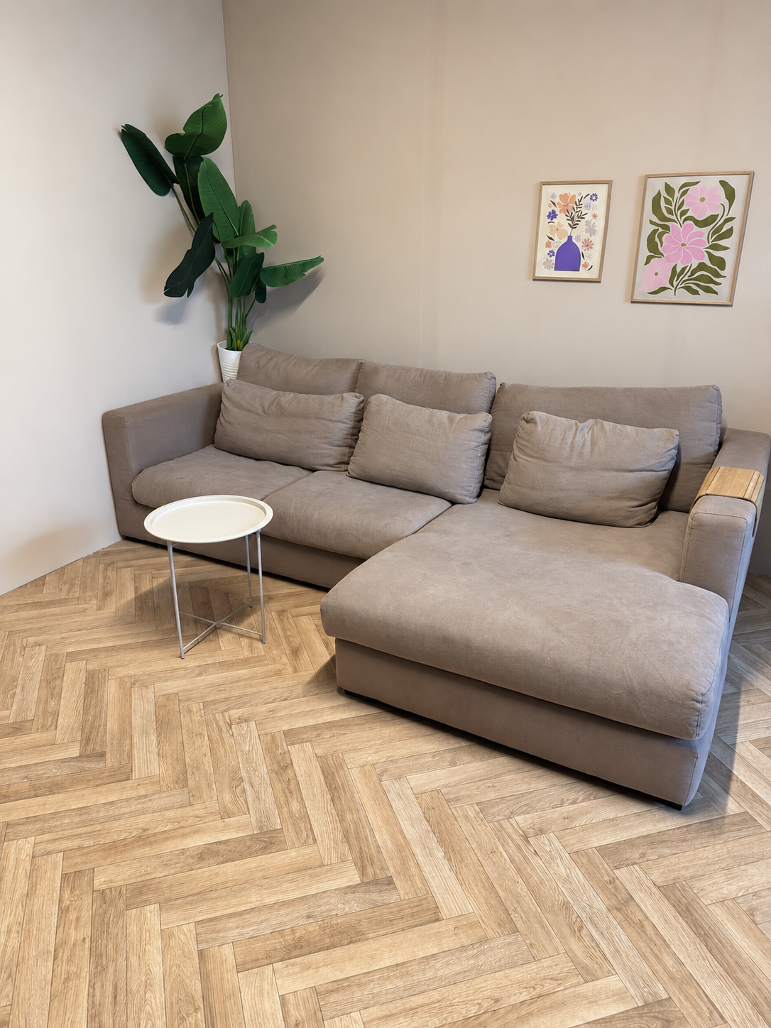 Beige-Bruine Hoekbank met Loungedeelte – Ruim & Comfortabel 🛋️
