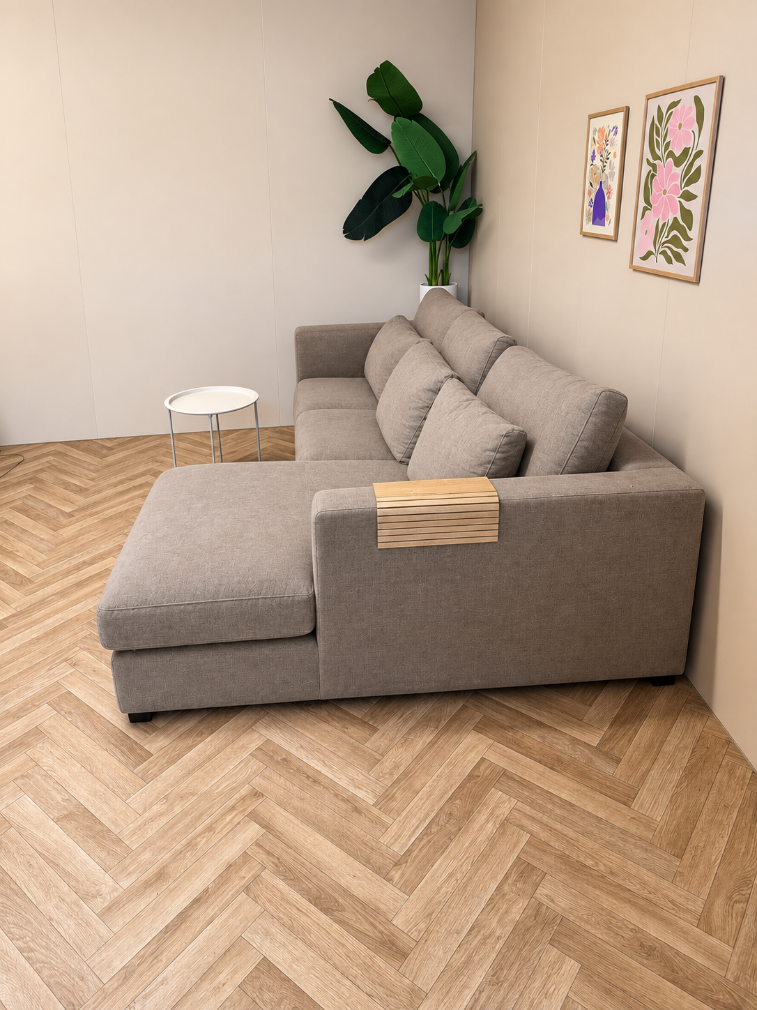 Beige-Bruine Hoekbank met Loungedeelte – Ruim & Comfortabel 🛋️