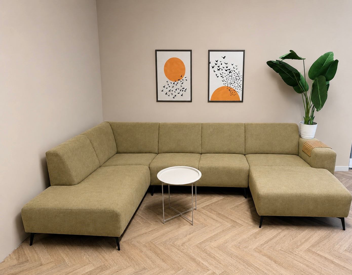 Stijlvolle gele U- Bank antraciet 🛋️