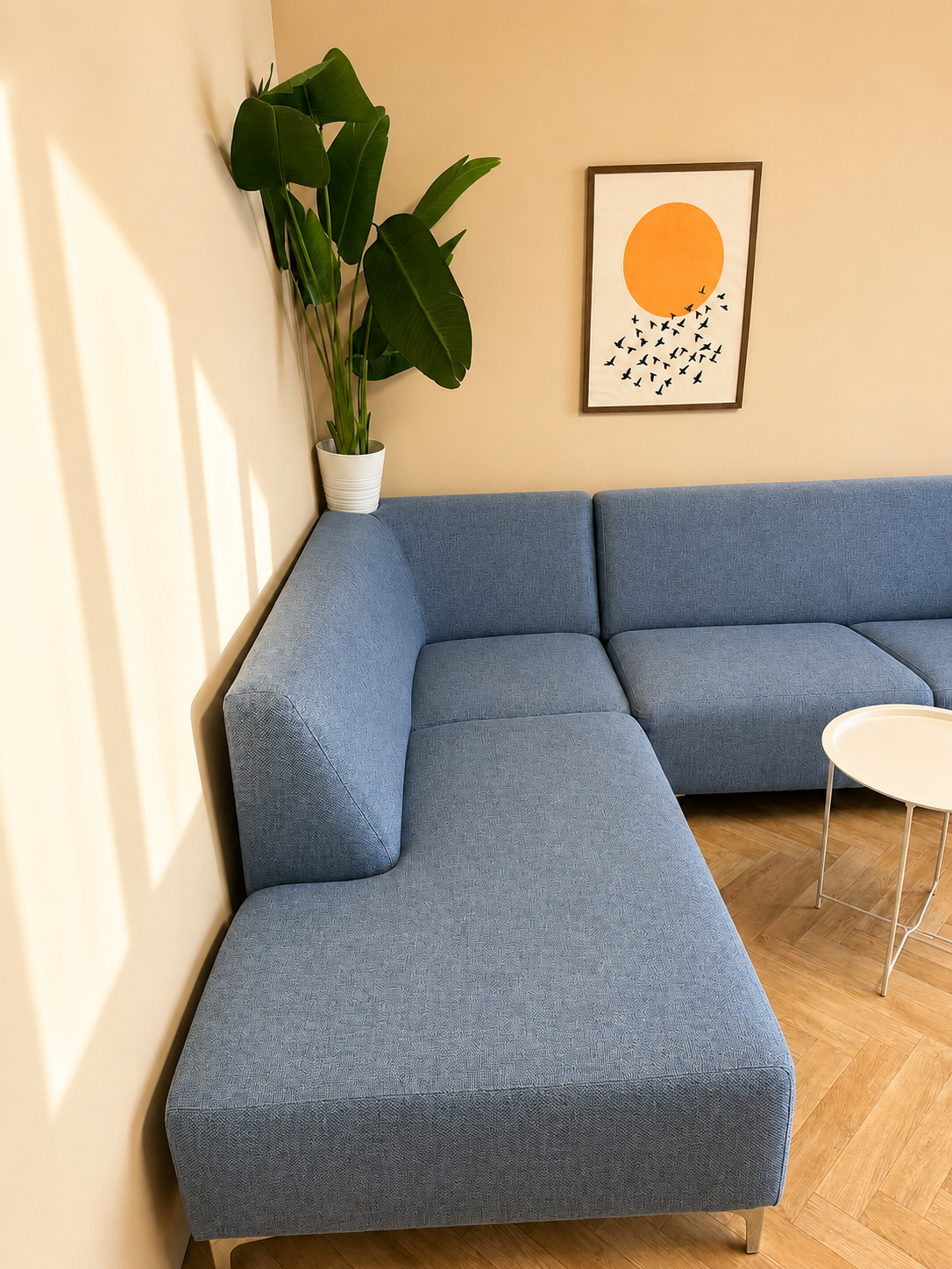 🛋️ Stijlvolle blauwe hoekbank met extra ruim loungedeelte antraciet