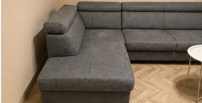 Grijze Hoekbank met Hoofdsteunen – Modern & Comfortabel antraciet