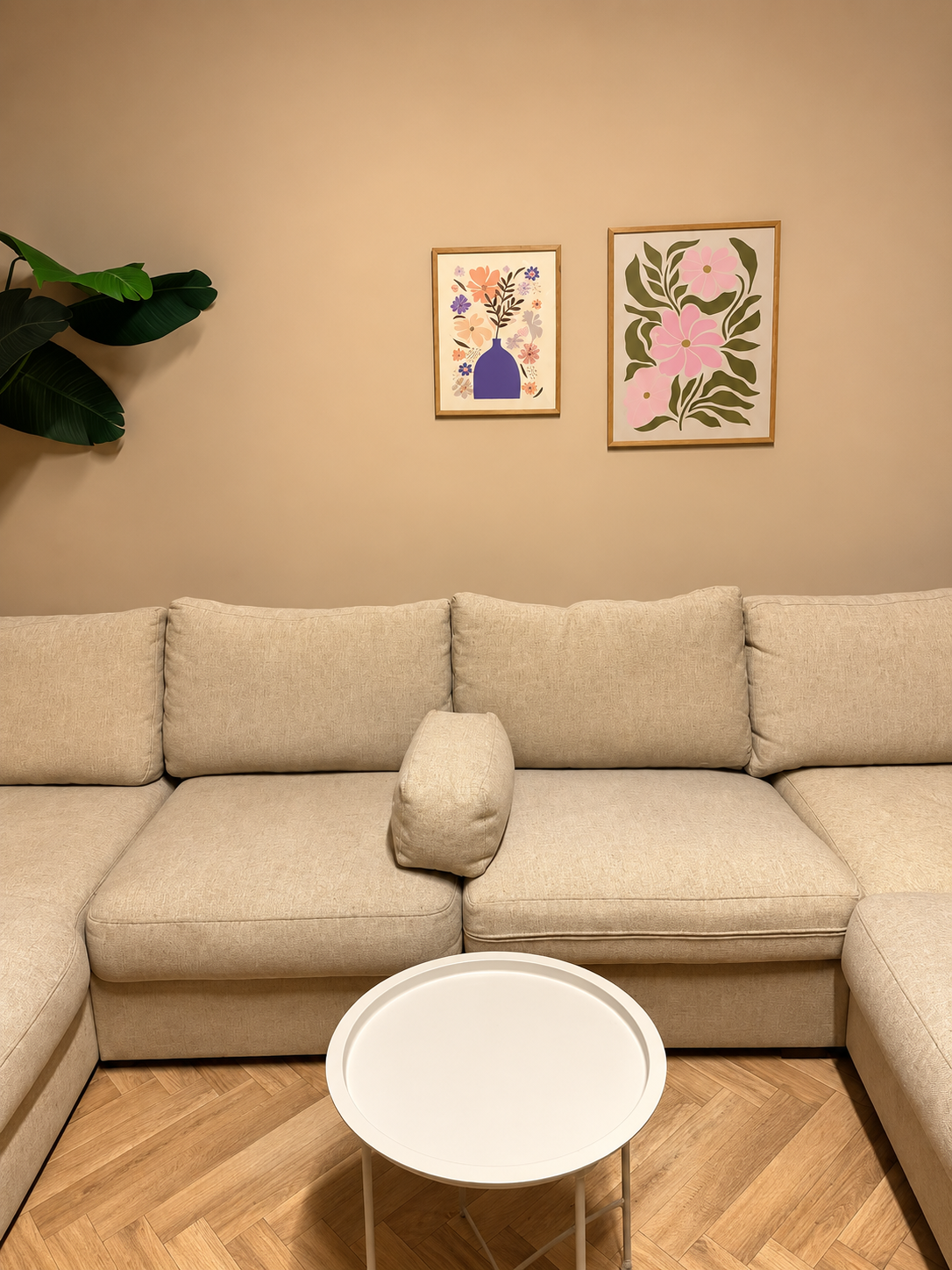 Beige U-Bank met Loungedeelte – Ruim & Modern 🛋️