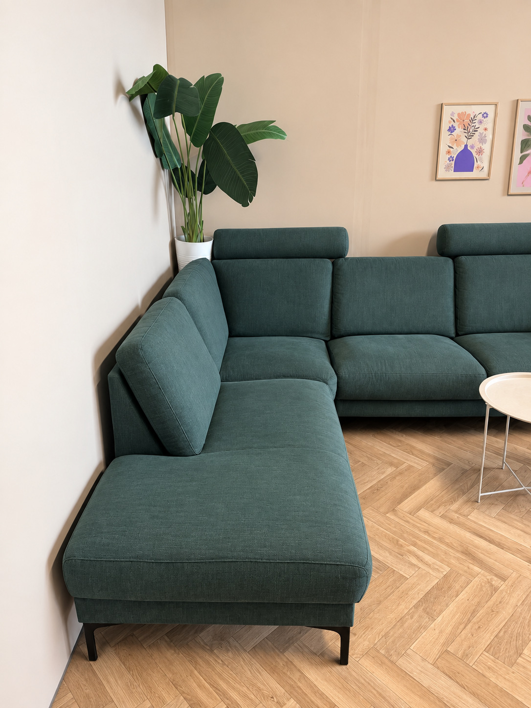 Groene Hoekbank met Verplaatsbare Hoofdsteunen – Modern & Luxe 🛋️