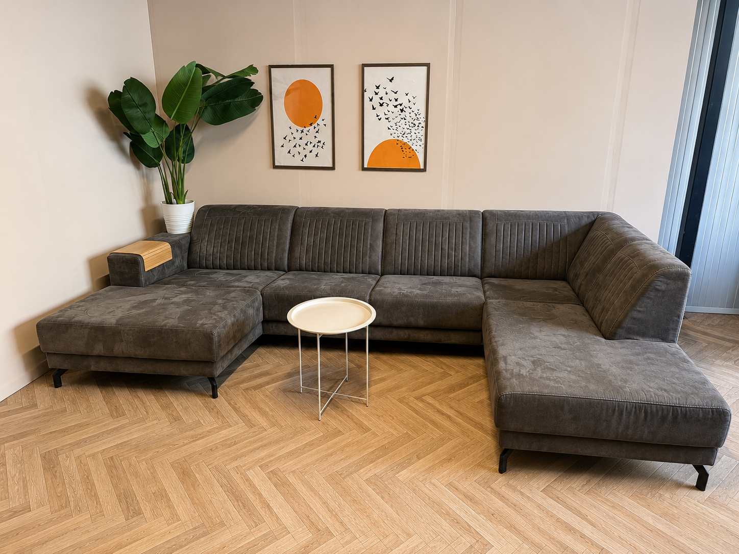 Luxe u vormige bank - suede - Grijs 🛋️⭐️