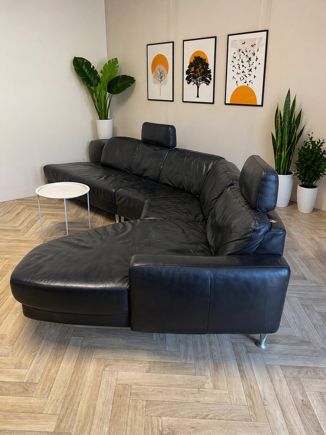 Zwarte Leren Hoekbank – Luxe & Comfort