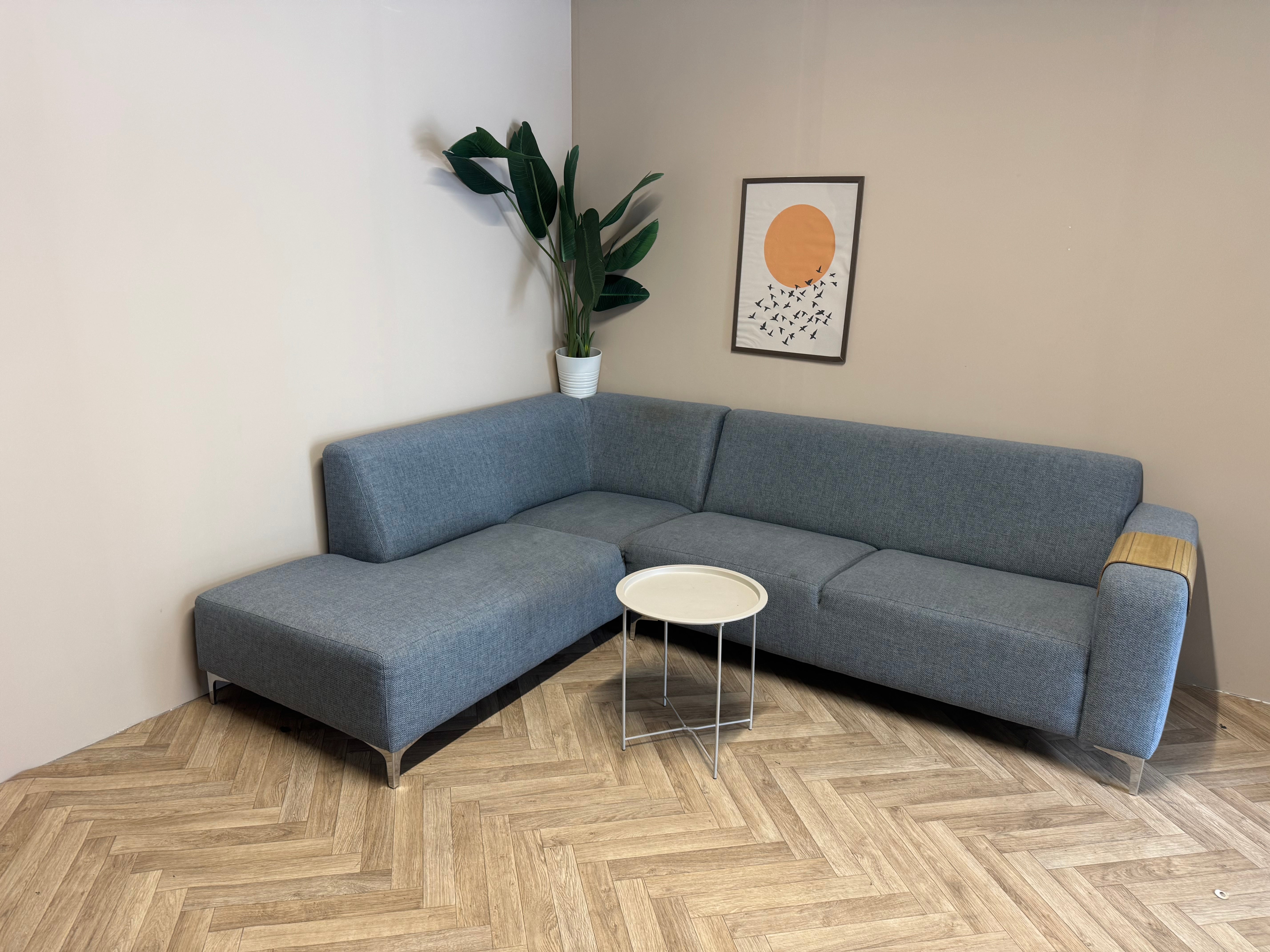 🛋️ Stijlvolle blauwe hoekbank met extra ruim loungedeelte antraciet