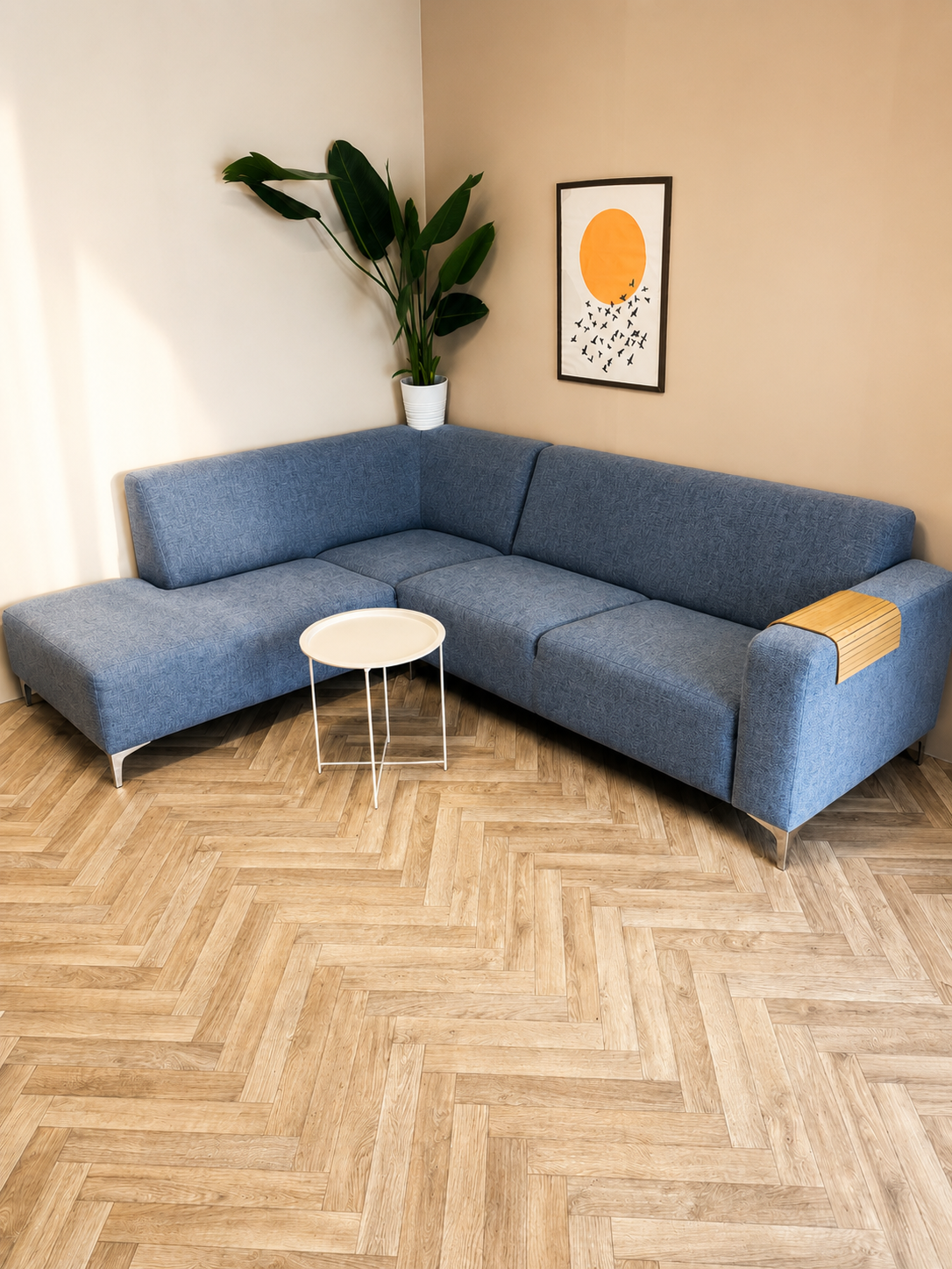 🛋️ Stijlvolle blauwe hoekbank met extra ruim loungedeelte antraciet