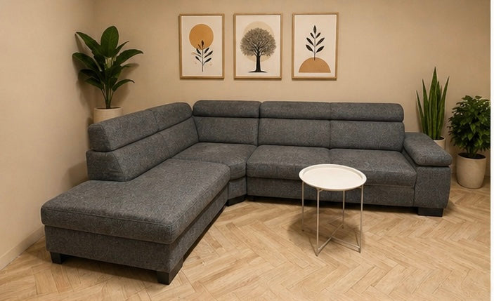 Grijze Hoekbank met Hoofdsteunen – Modern & Comfortabel antraciet