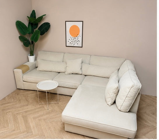 ✨ Luxe beige hoekbank met royale lounge ✨zacht suede/velvet