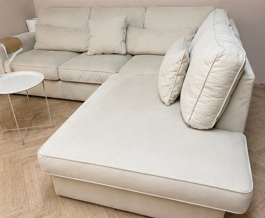 ✨ Luxe beige hoekbank met royale lounge ✨zacht suede/velvet